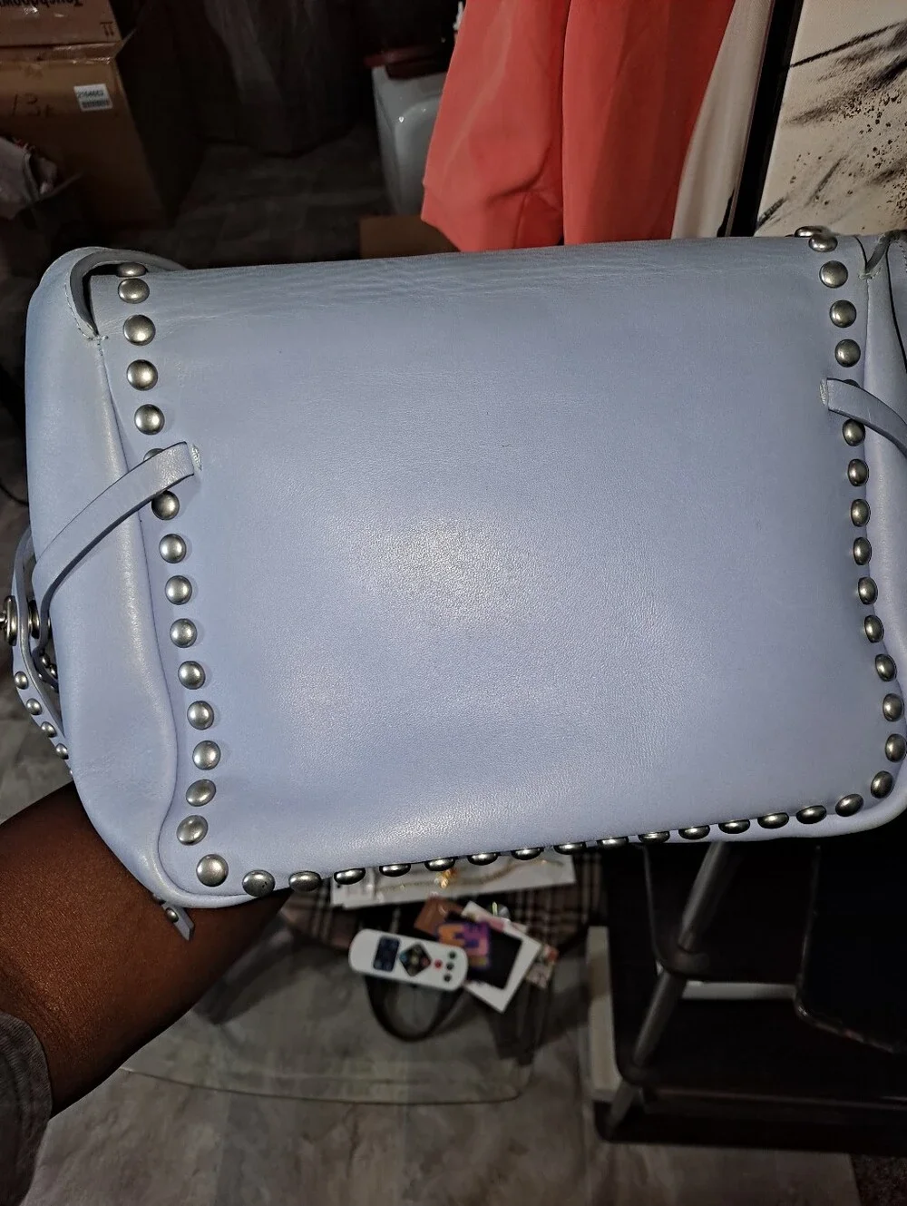 Coach Blue Studded Leather Crossbody Bag
